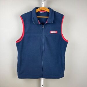 Columbia PFG Harborside Fleece Vest Mens Large Navy Blue Coral Full Zip‎